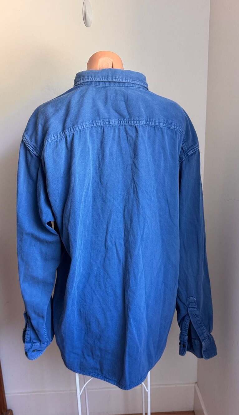 Vintage Gap Blue Denim Button-Up Shirt, 100% Cotton, Made in USA XL - Picture 4 of 6